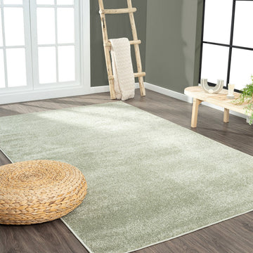 Haze Solid Low-pile Area Rug Green